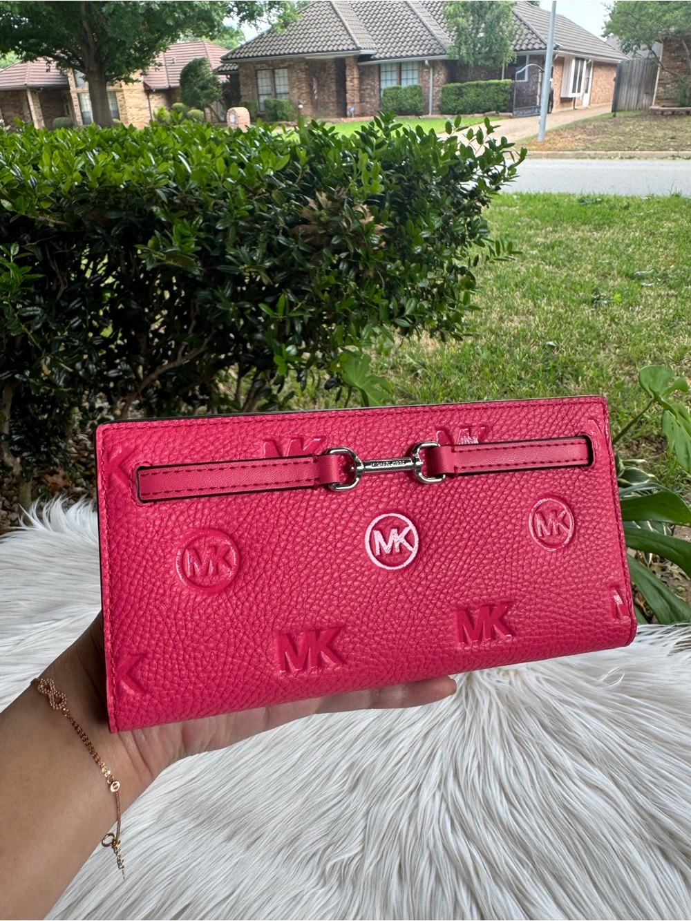 Michael Kors Hot Pink Embossed MK  Wallet